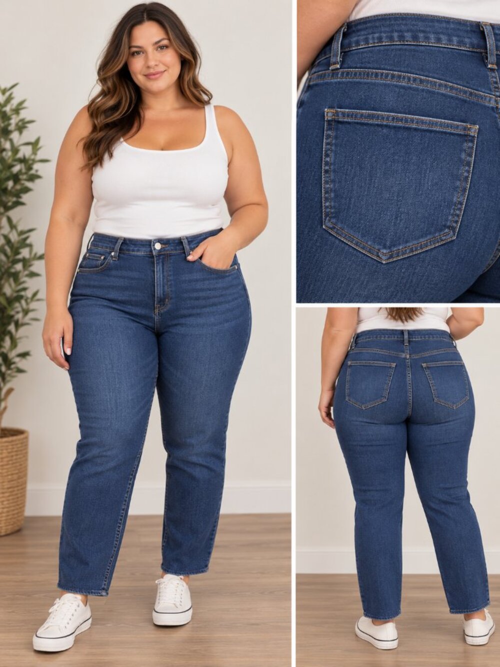 Quince Bella Stretch Straight Women's Straight Leg Jeans - Dark Blue - Size 33